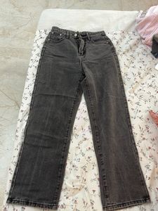Washed Black Grey Wide Leg Jeans
