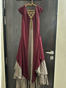 Maroon Indo-Western Party Wear Gown
