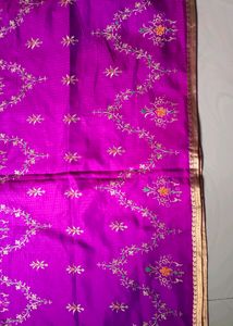 Purple Colour Embroidery Saree