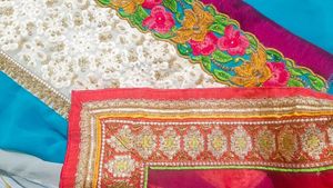Elegant Teal Kurta with Red Dupatta