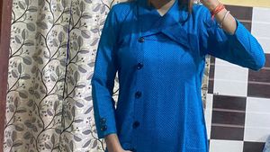 Teal Button-Down Dress Without Belt