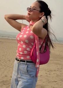 Polka Dot One-Shoulder Top