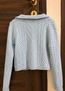 MS Studio Cable Knit Cardigan – Baby Blue | Size M