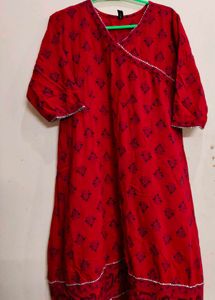 Elegant Red Printed Anarkali Kurta