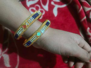 Golden Bangles with Colorful Stones