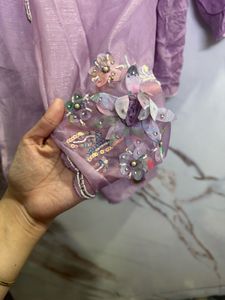 lavender sari with Katdana work
