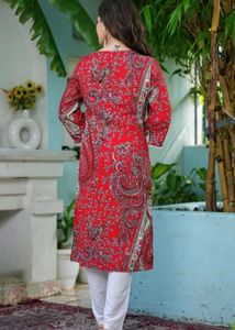 Red Paisley Print Kurta
