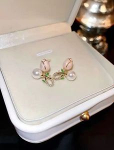 Elegant Pearl & Tulip Earrings