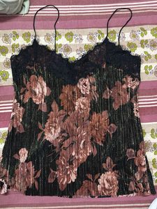 Floral Lace Trim Cami Top