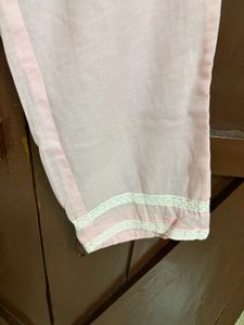Pink Polka Dot Kurta set with organza dupatta