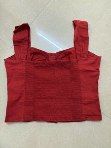 Chic Red Button-Up Top