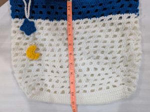 Crochet Celestial Theme White-Blue Tote Bag