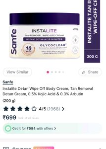 Sanfe Instalite Tan Removal Wipe Off Cream