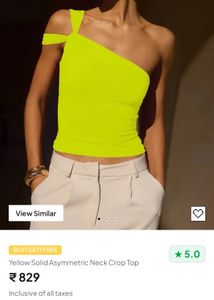 Newme Yellow One-Shoulder Crop Top