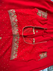 Elegant Red Embroidered Saree