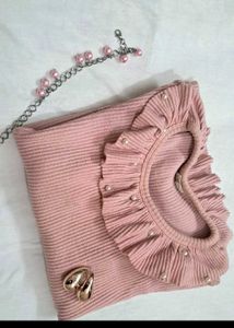 Pink Pearl Embellished korean top