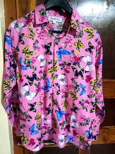 Korean Butterfly Print Button-Up