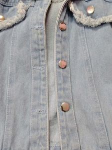 Denim Jacket with Frayed Edges