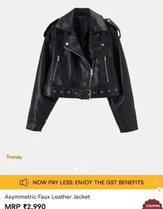 Trendy asymmetrical faux Leather Jacket