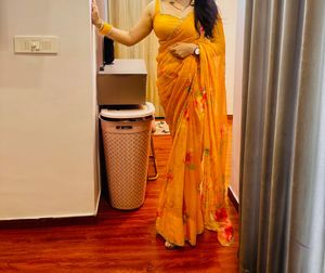 Vibrant Floral Print Saree
