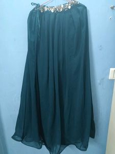 Embroidered Teal Blue top skirt set