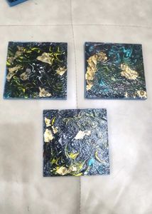 Set of 5 Abstract Art Coasters with box