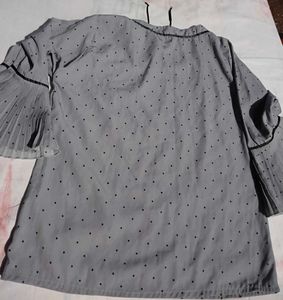 Gray Polka Dot Bow top