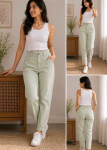 Zudio Slouchy Light Green High-Waist Paperb