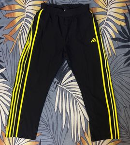 Adidas Track Pants - Black with Yellow Stripes