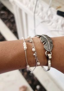 Boho Feather &amp; Pearl Charm Bracelets