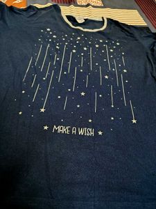 Navy Blue "Make A Wish" Graphic Top