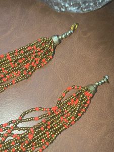 Unique Beaded Necklace with Orange Stone