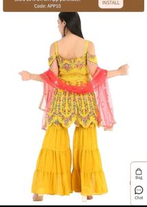 Yellow Embroidered Kurta Set with Sharara