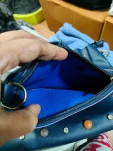 Smart Navy Blue bag with pouch.