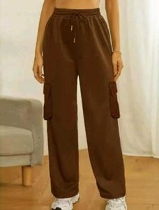 Brown Cotton Blend Trouser
