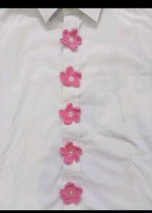 Handmade Crochet Flower Button Blouse