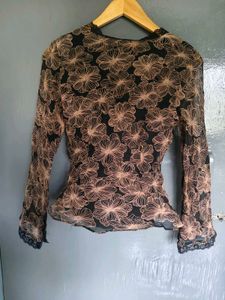 Sheer Floral Long Sleeve Top