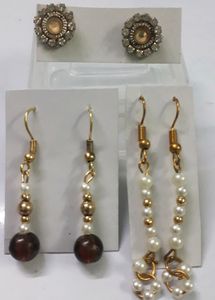 Eyer rings 3 pairs Rhinestone Pearl's unique sty