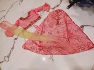 Elegant Girls' Pink Lehenga Choli Set