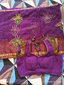 Beautiful Purple Saree with Blouse