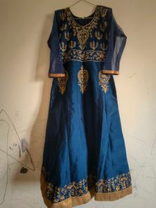 Elegant Blue Embroidered Gown