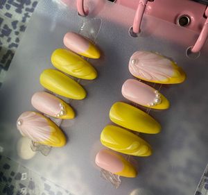 Summer Yellow French Press On Nails