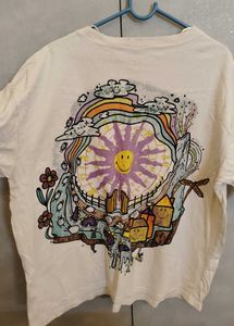 H&amp;M 2022 Collection Oversized Cream Graphic Tshirt
