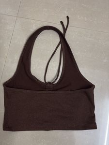H&amp;M Brown Halter Neck Crop Top