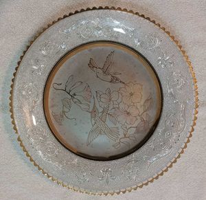 Decorative Glass Plate with Bird Design