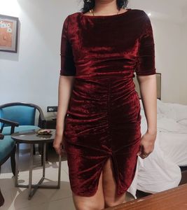 Maroon Velvet Dress