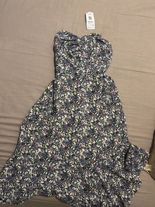 Strapless Floral Midi Dress