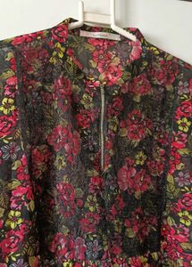 Black mulicored printed kurta