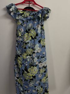 Blue Floral Off-Shoulder Dress