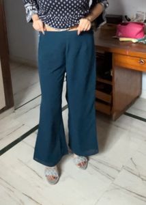 Stylish Teal Flared Palazzo Pants